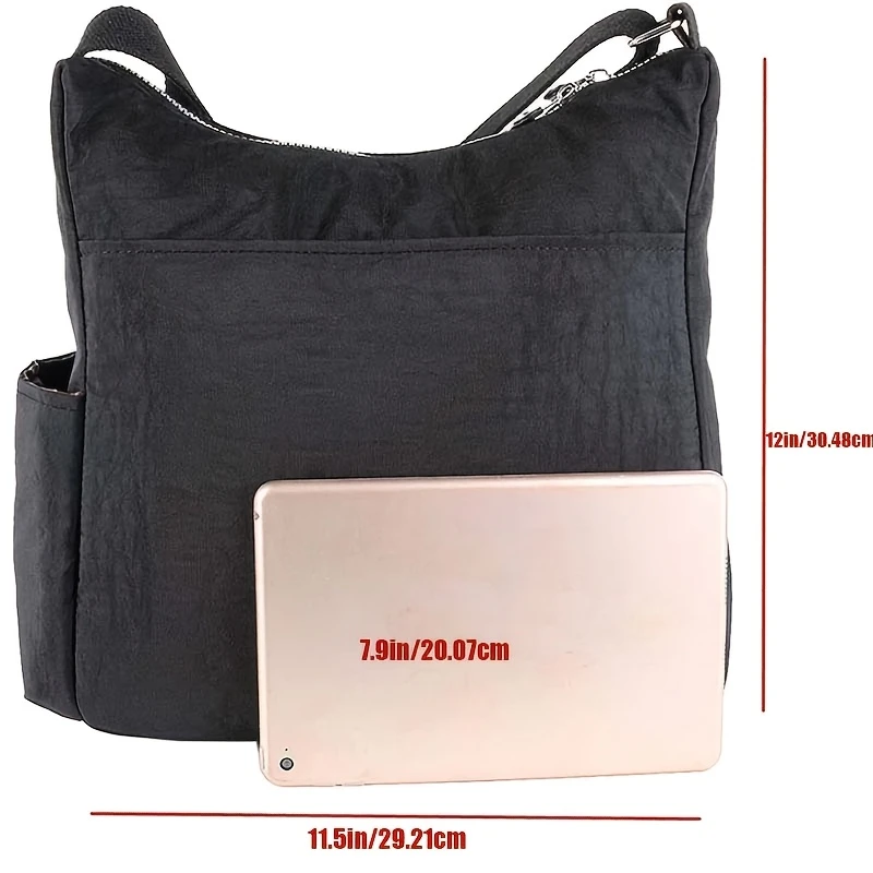 crossbody bag with anti theft rfid pocket durable nylon messenger bag lightweight casual shoulder bag large capacity satchel bag for men and women details 3