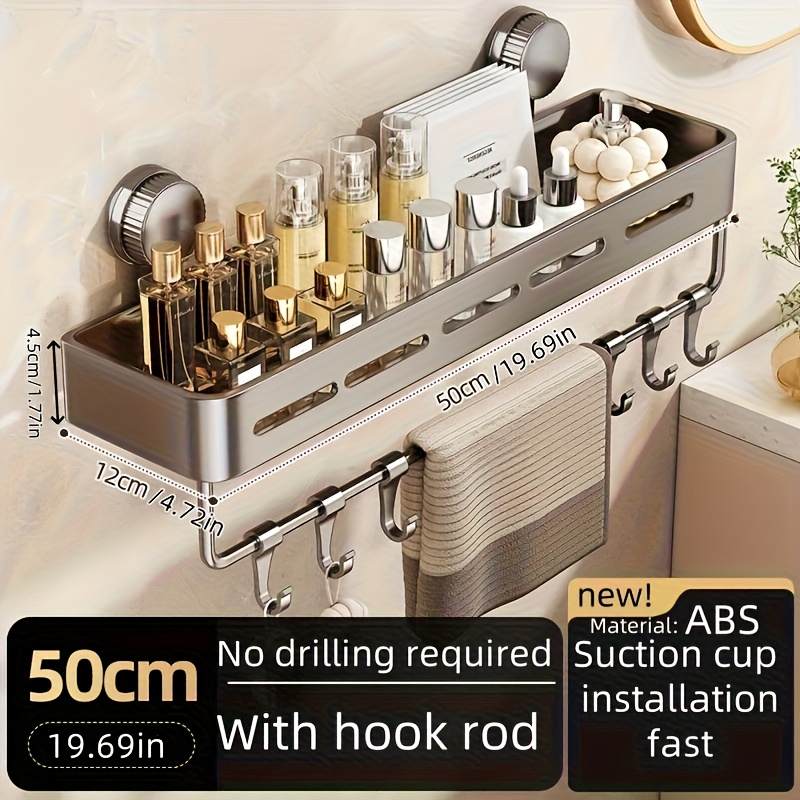 TEMU Anlin Heavy-duty Suction Cup Shower Organizer Shelf - Wall-mounted Floating Shelf With Sturdy Adhesive Suitable For Shampoo, Soap Storage,