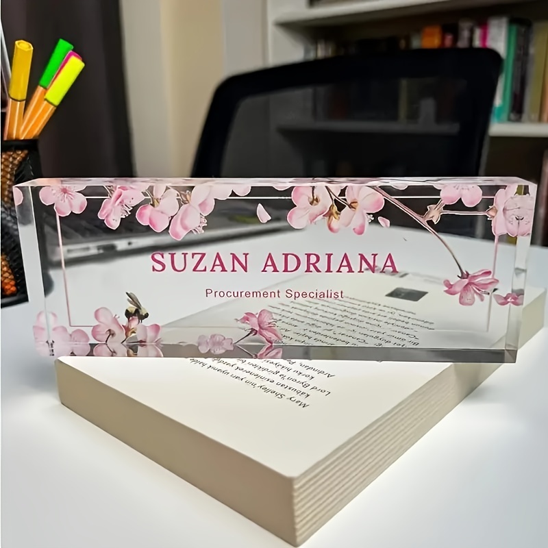 2d Flat, 2d Flat Custom Acrylic Desk Nameplate - Personalized & Job , Perfect For Office Decor, 2d Flat halloween Christmas Decoration
