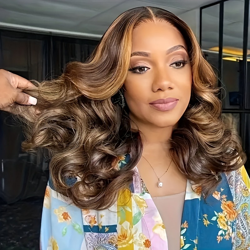 

4/27 Highlight Ombre Honey Blonde Hd Lace Front Wig Human Hair 13x4 Body Wave Lace Front Wigs Human Hair Pre Plucked With Baby Hair 180% Density For Women