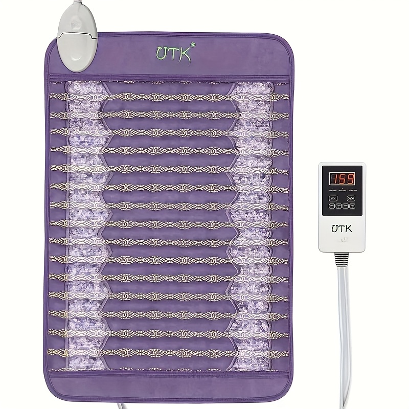 utk 24 x 16 large back heating pad with auto shut off portable storage bag soft light beige friendly fabric purple for yoga meditation home use thoughtful gift for parents back heating pad for back meditation accessory elegant design   material Product details 1