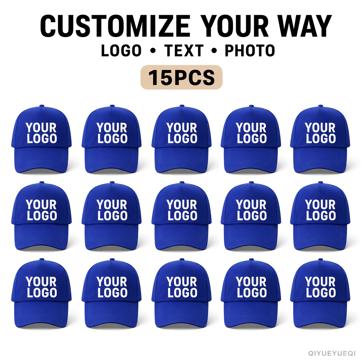 15pcs Personalized Custom Baseball Caps, Adjustable Snapback