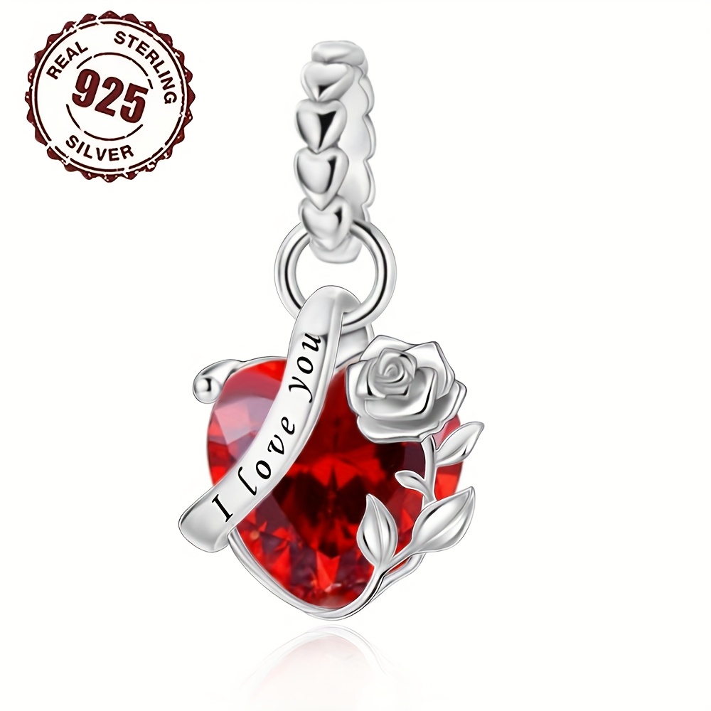 

1pc 925 Sterling Silvery "i Love You" Heart Charm With And Synthetic Zirconia, Romantic Pendant For Bracelet Or Necklace, Ideal For Christmas, Thanksgiving, Valentine's Day Gift