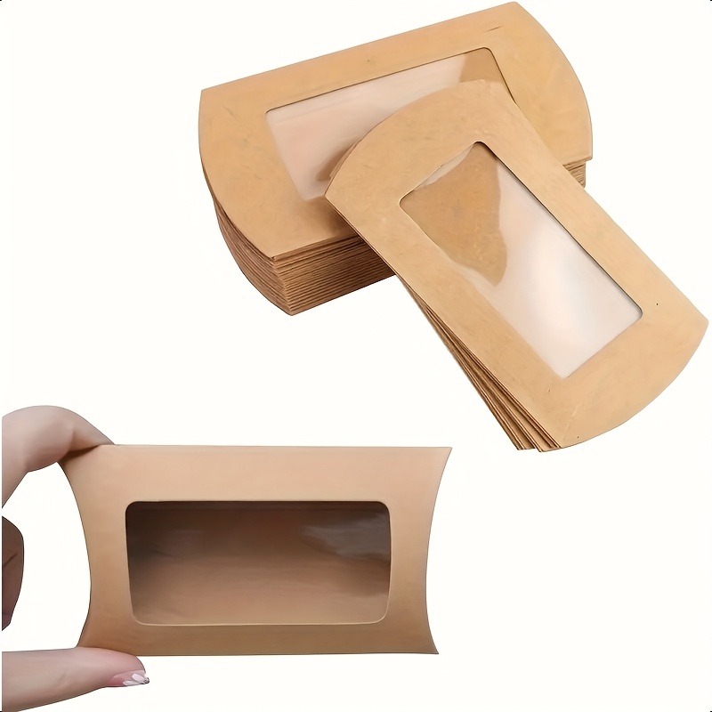 TEMU 50 Paper Mini Pillow-style Packaging Boxes, Size 5.67x2.87 Inches, With Transparent Window, Gift Packaging Boxes, Suitable For Birthday Parties,