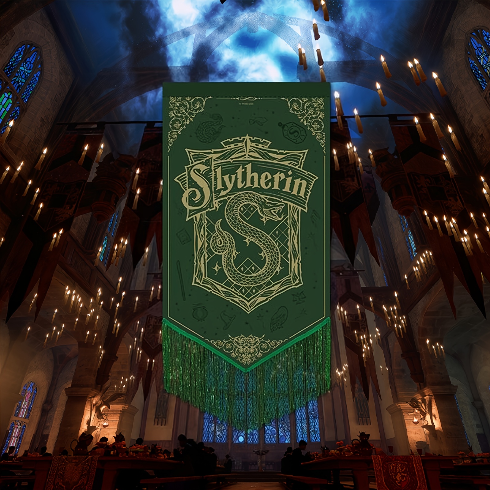 TEMU Vintage Hanging Flags - Banners (, Slytherin, Ravenclaw, Hufflepuff) With Vibrant Colors & Intricate Designs - Durable Indoor/outdoor Decor For