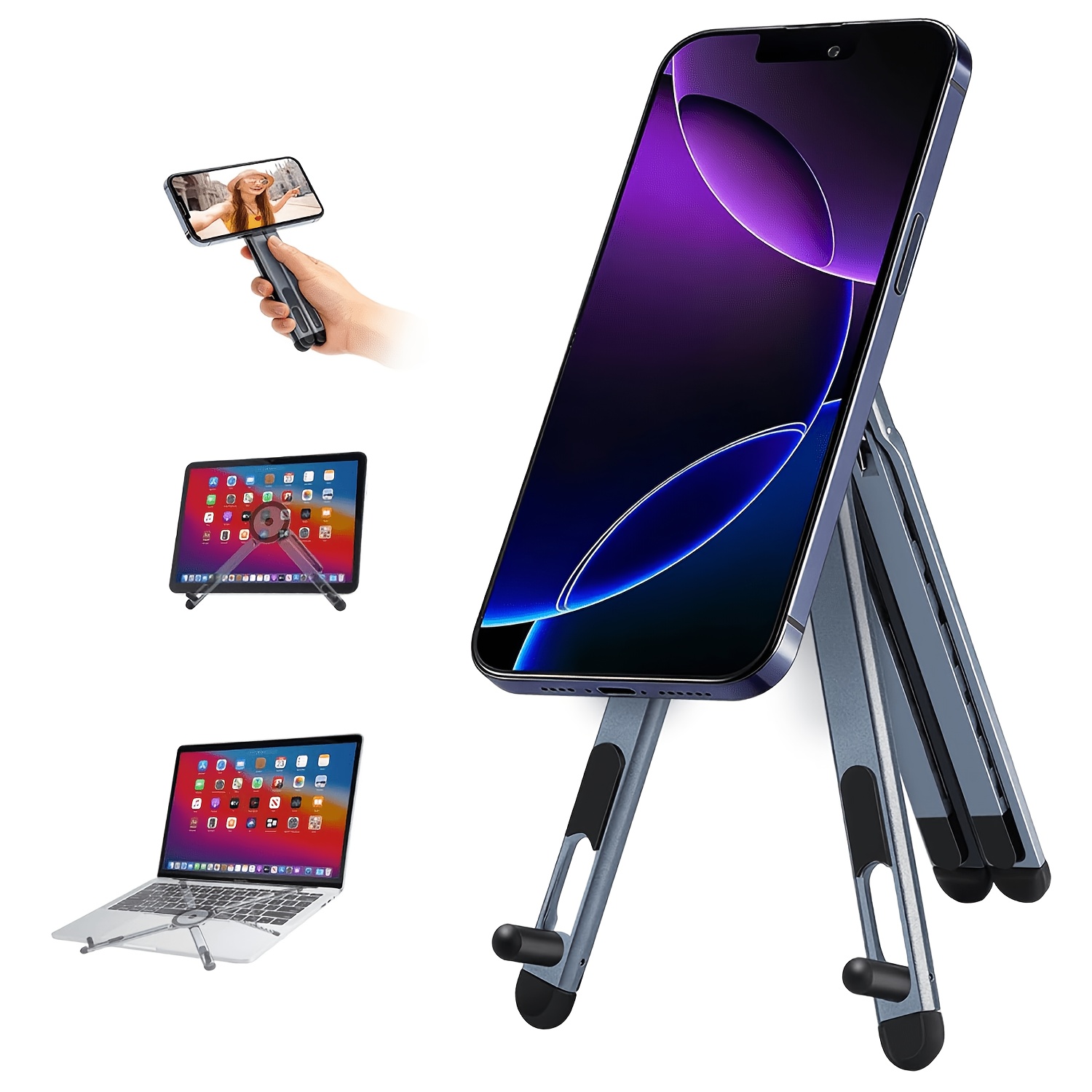 360 rotatable foldable multi functional tablet stand plastic version lightweight portable desktop stand with multi angle adjustment compatible with smartphones tablets and laptops Product details 2