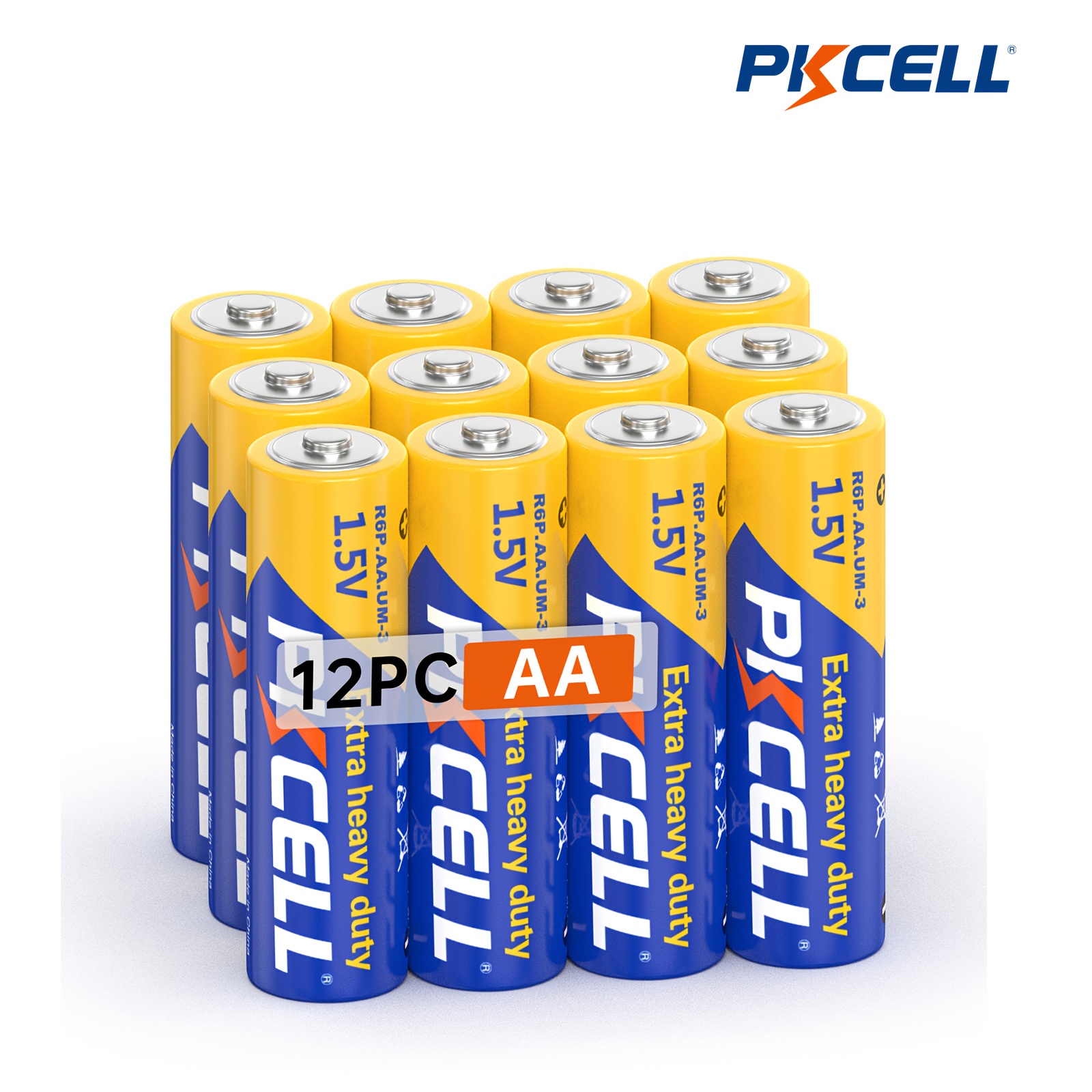 PKCELL AA Super Power Carbon Zink Batteri 1,5V R6P UM3 Kraftig Batteri, 12 stk./32 stk./40 stk