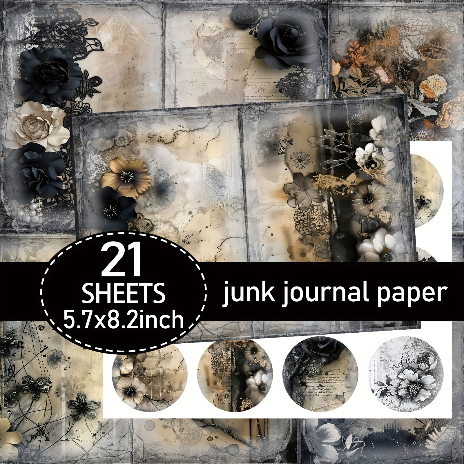 TEMU 21-sheet Asstss A5 & Paper - Handmade Waste Diary Pages & Decorative Sheets With Sticker-compatible Cover Suitable For Scrapbooking, Journaling,