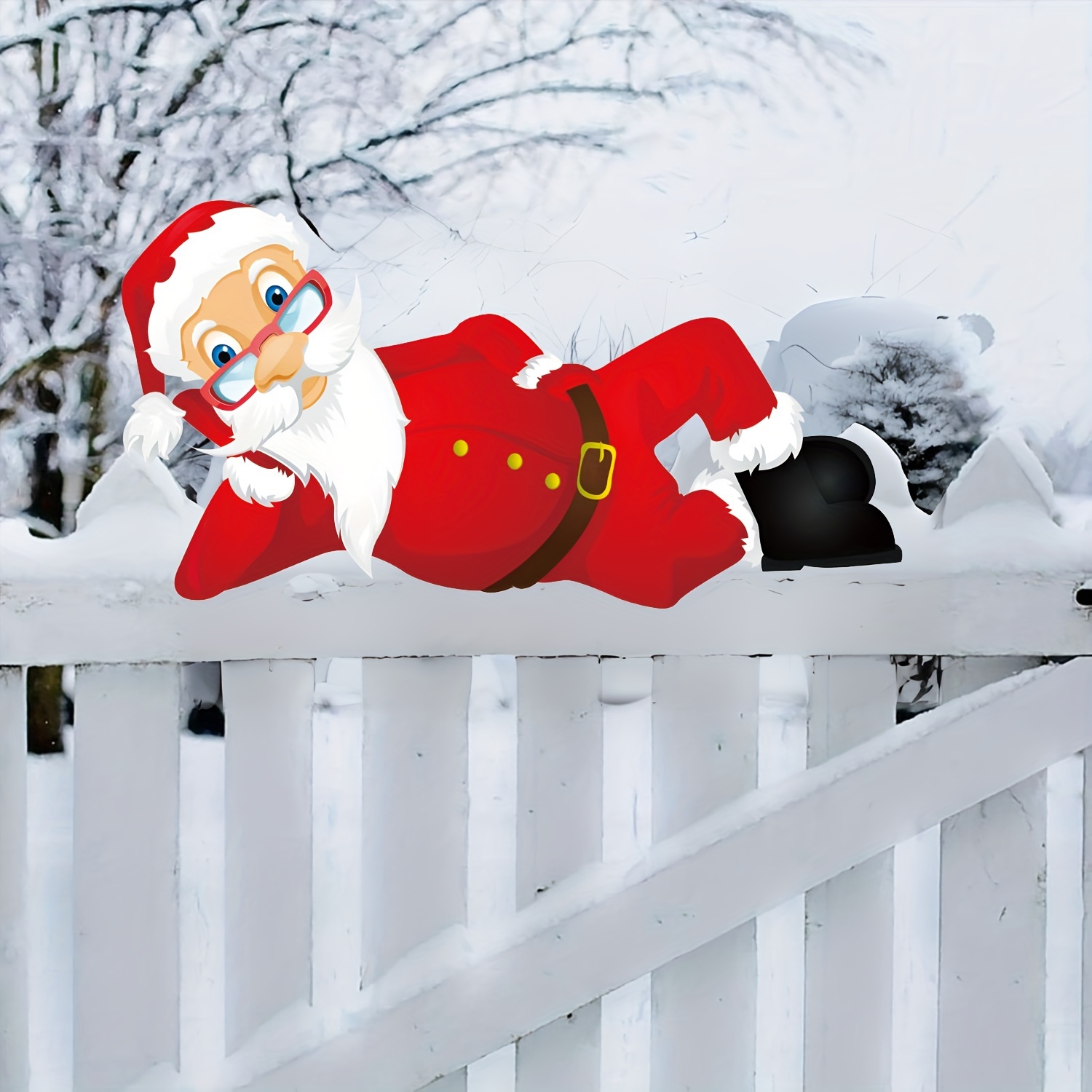 

Christmas Yard Fence Decor Set - 1pc, Includes Adhesive Mounting For , Yards, Best For Christmas