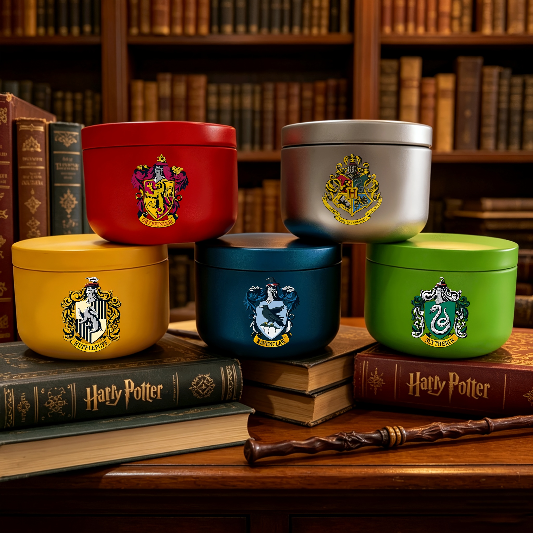TEMU 5pcs Harry Potter Premium Storage Boxes, Hogwarts/gryffindor/slytherin/ravenclaw/hufflepuff Desktop Organizers, Dressing Table Jewelry Storage