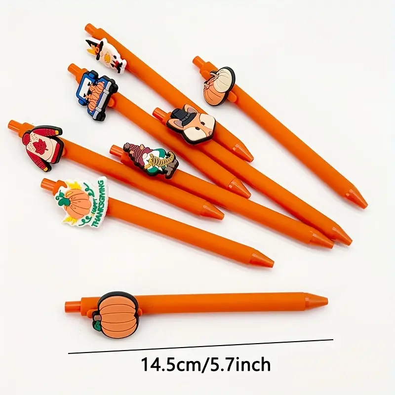 20pcs of cartoon maple leaf pumpkin shaped barrels retractable and reusable ballpoint pens comfortable 0mm medium point black ink thanksgiving writing supplies for students a small gift for at of school Product details 2