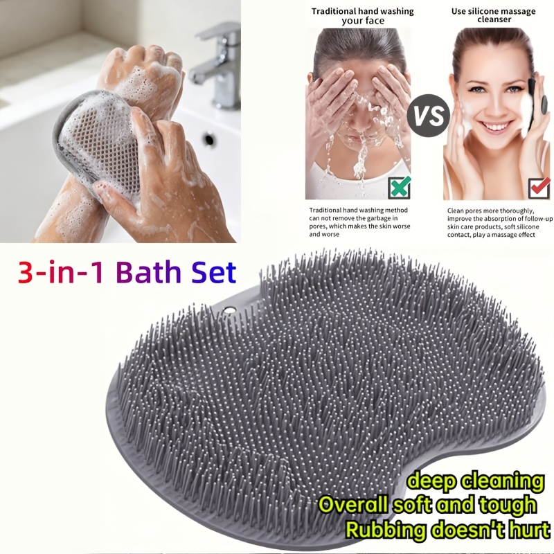3-In-1 Daily Bath Shower Care Set with Exfoliating Brush