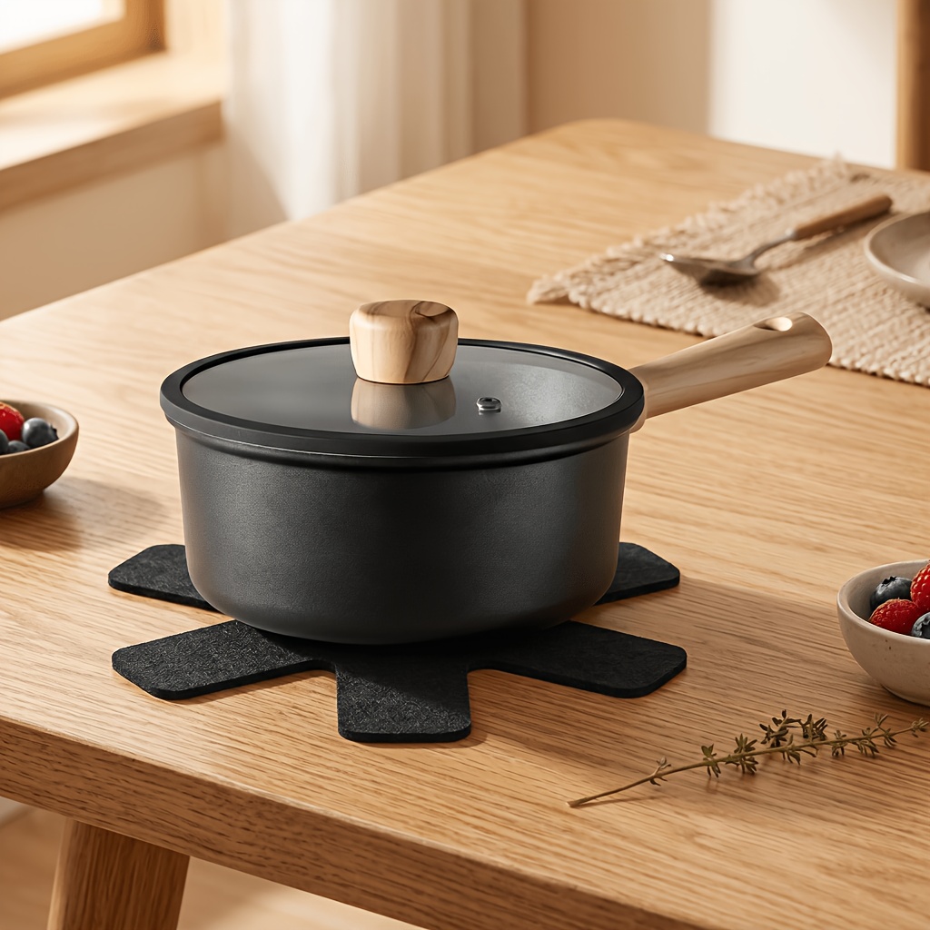 Small Saucepan 20cm, Induction Cooktop Compatible Milk Pot For 1 Person, Mini Egg Pan With Glass Lid Heat Resistant Mat For Butter Oatmeal