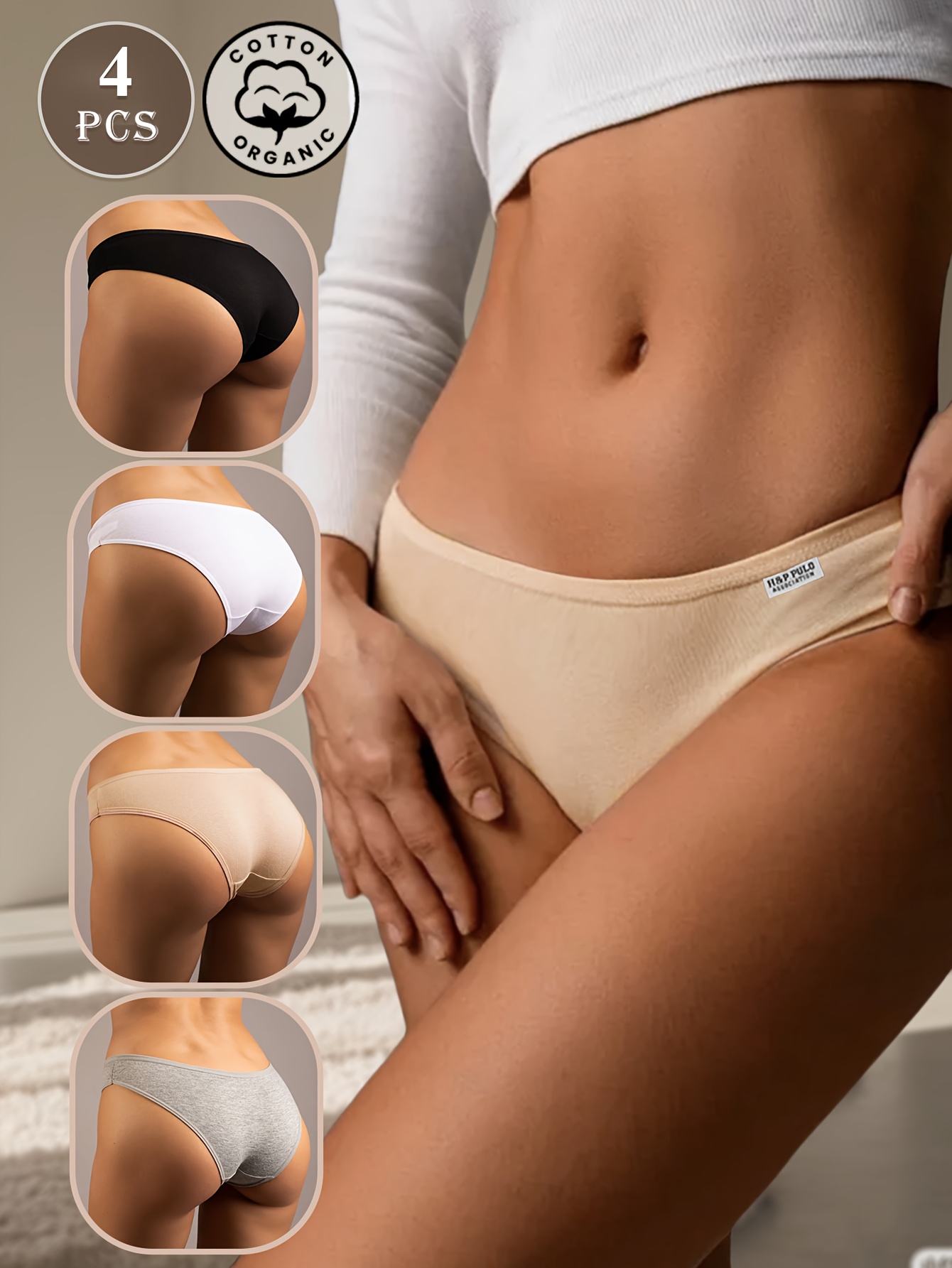 4pcs Women S Underwear Set: Elegant, Minimalist, Sporty Style, Solid Color   Panties - Comfortable and Breathable   for   (Spring/Summer/Autumn/Winter), Everyday Wear, XS-XXL