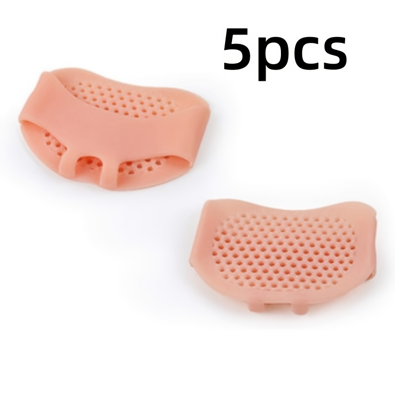 TEMU Metatarsal Foot Pads - Pack Of 5 Soft Gel Forefoot Pads, Breathable And Reusable, Unisex - Comfortable Insoles, Foot Discomfort, Skin Color