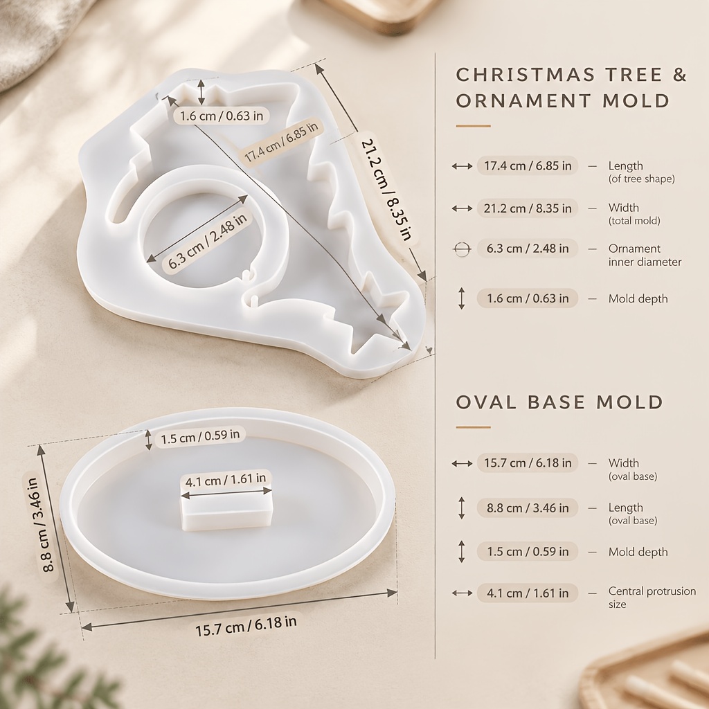 TEMU 2pcs Suitable For Casting Clay Mold For Christmas Tree Picture Frames - With Tabletop Ornament, Non- For Resin Crafts, Holiday Decoration,