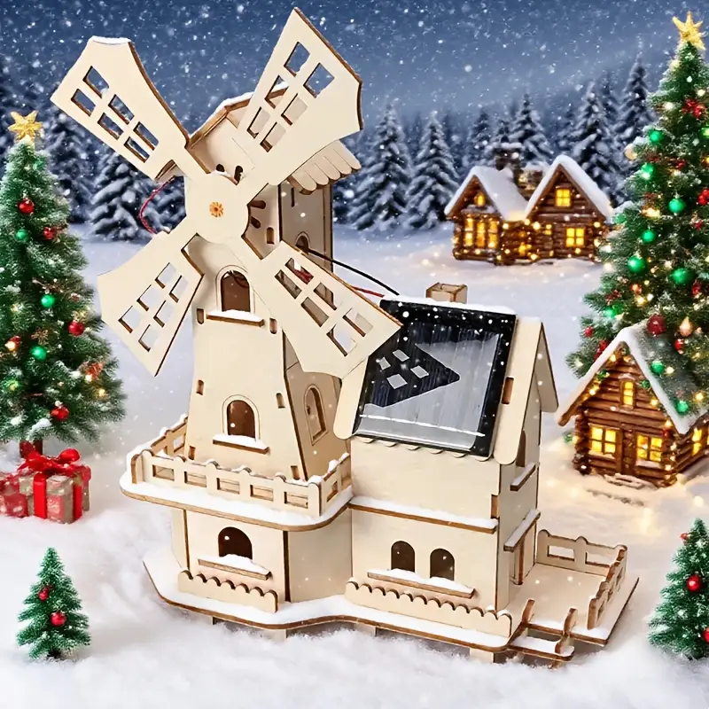 פאזל סולארי-רוח 3d וערכת מדע - ערכת בנייה עם מערכת אנרגיה מתחדשת, דגם טורבינת רוח לילדים, מתנה stem (צהוב) - פרויקט הרכבה מאתגר, טחנת רוח מיניאטורית פרטי מוצר 1