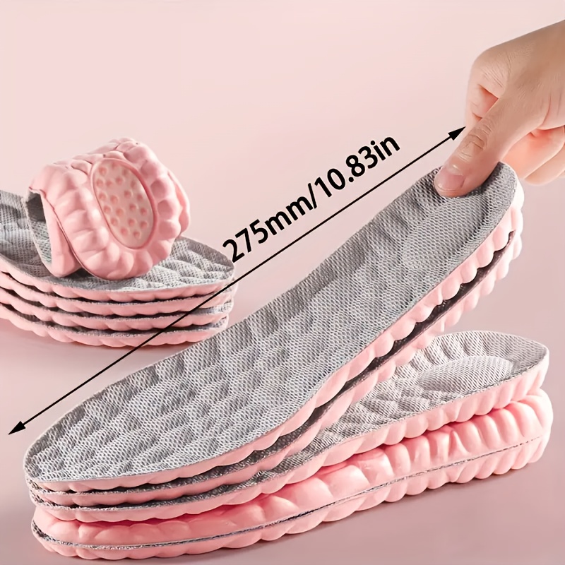 2pcs Ultra-Soft EVA Insoles for Women - Breathable, Odor-Eliminating, Sweat-Absorbent with Shock Absorption - Pink Anti-Fatigue Comfort Inserts for Running & Extended Standing, Customizable Size