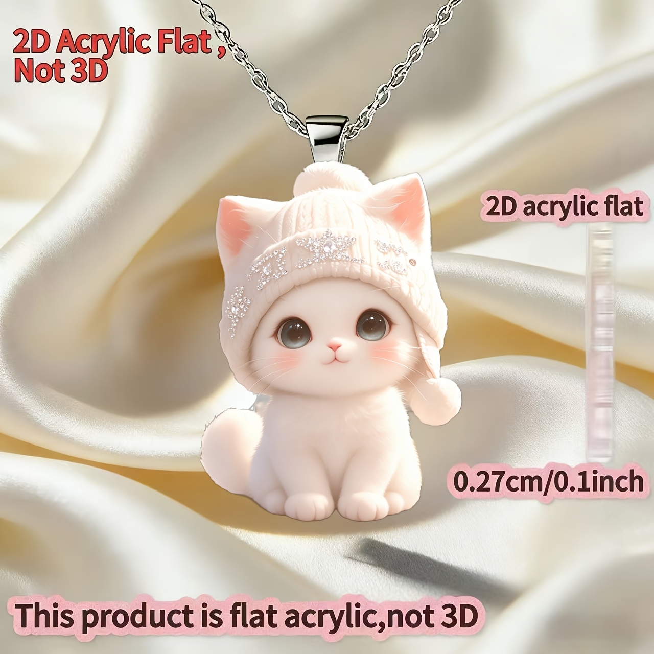 Women's Y-Shaped Cat Pendant Necklace, Cute Kitten Design