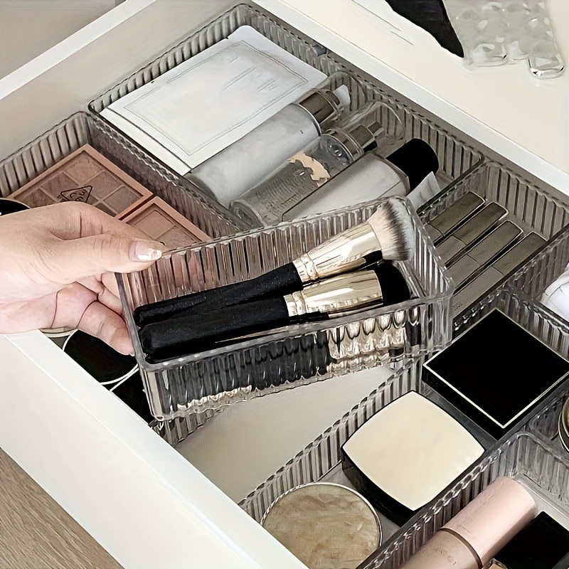 

6piece Set Crystal-clear Transparent Cosmetic Storage Box - Versatile Drawer Divider, Lipstick Storage, And Compact Desk Organizer For Sundries And Cosmetics - Perfect For Clutter-free