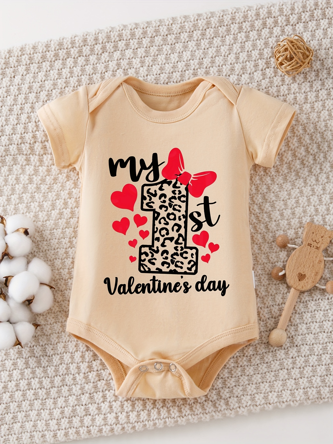 valentine's day baby bodysuit 100% cotton knit Temu Oman