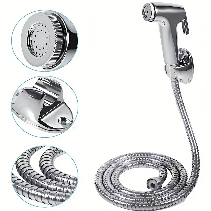 Image of 1 Set Rv Toilet Spray , Easy-to-install Handheld Rinse Spray Gun With Hose And Bracket - Abs Plastic, Pressurized, Multipurpose For Pet Bathing, Cleaning, Car Washing
