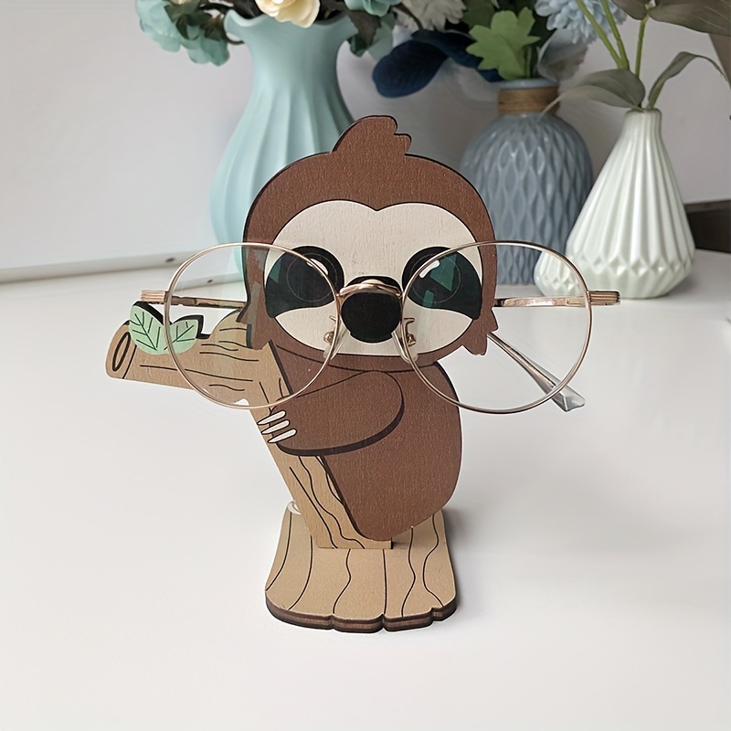 

1set Sloth Wooden Glasses Holder - Cute Animal Eyewear Stand For Fashion Glasses & Reading Glasses, Perfect Desk Accessory