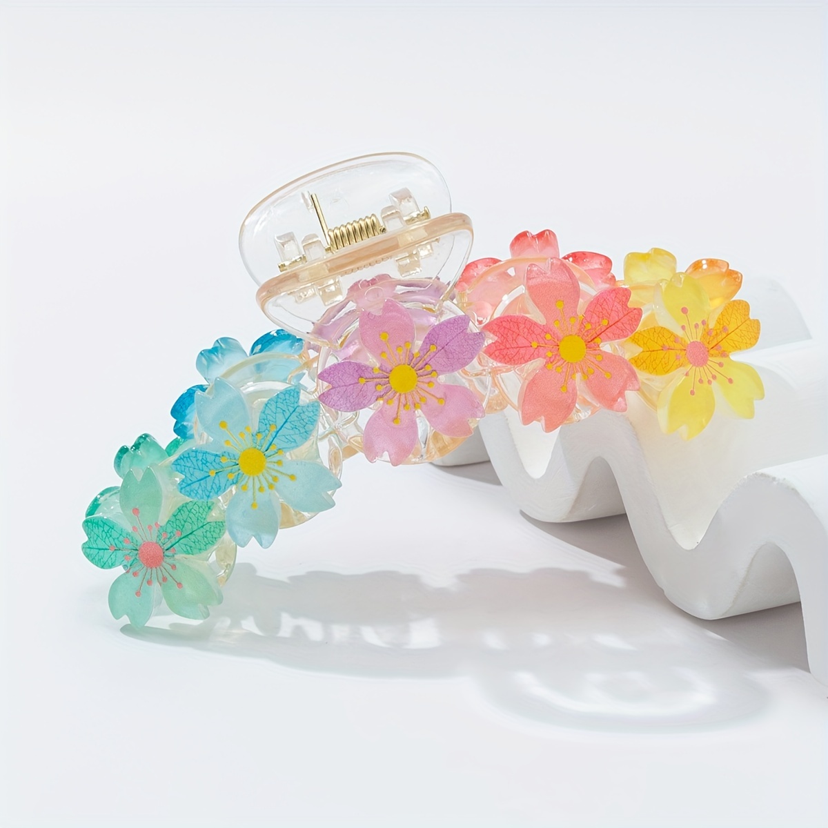 

1pc Colorful Flower Decorative Hair Claw Clip Elegant Hair Grab Clip Hair Styling Accessories For Women And Daily Uses