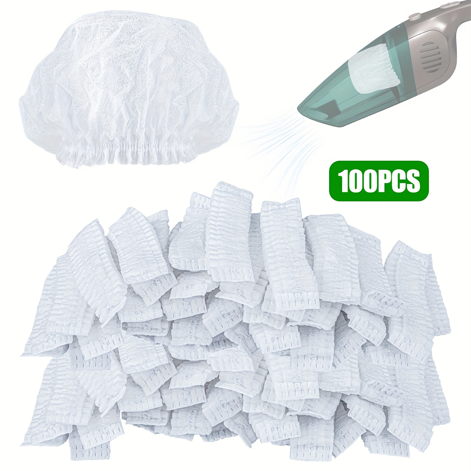TEMU 100pcs Disposable Vacuum Cleaner Filter Mesh, Universal Non-woven Fabric Filter Cover For Home Use, Vacuum Cleaner Accessories With Elastic For Dust Collection
