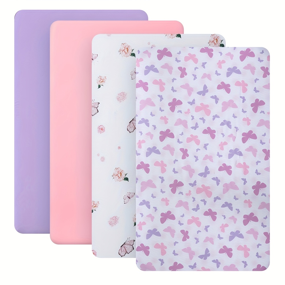 TEMU Beeweed Crib Sheets, 4pcs Soft Sheets With Animal&flowers Prints, For Crib And Mattress, Crib Sheet For Boys And Girls, Super Soft Microfibre