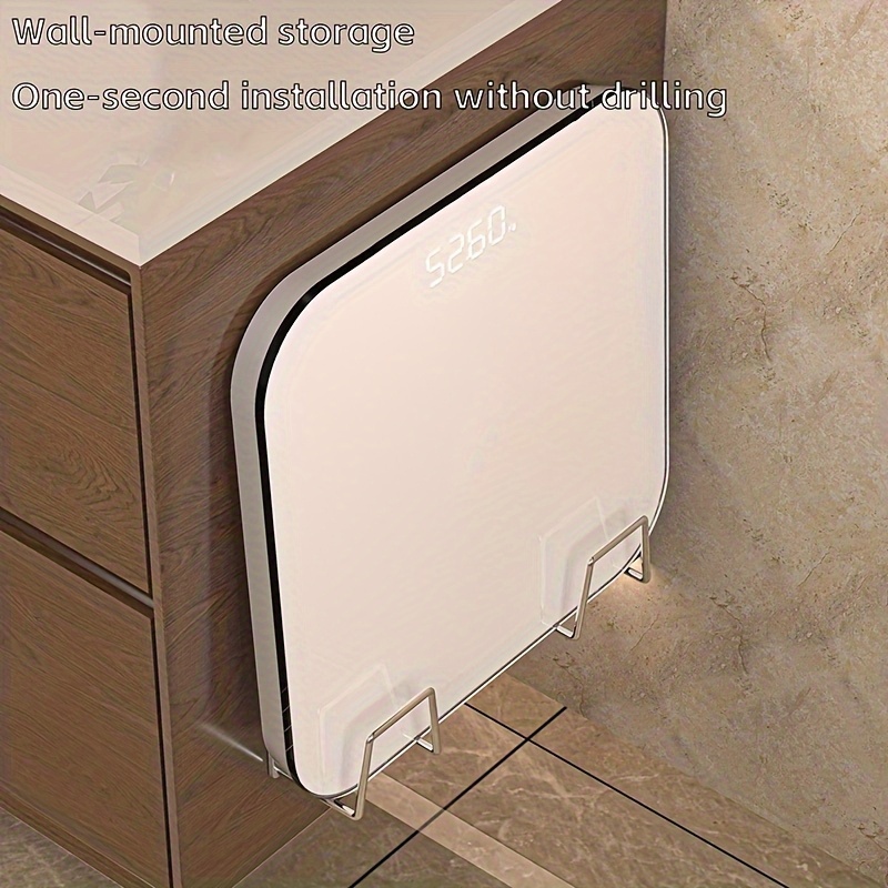 2pcs Wall-Mounted Scale Storage Brackets, No-Drill Adhesive Design