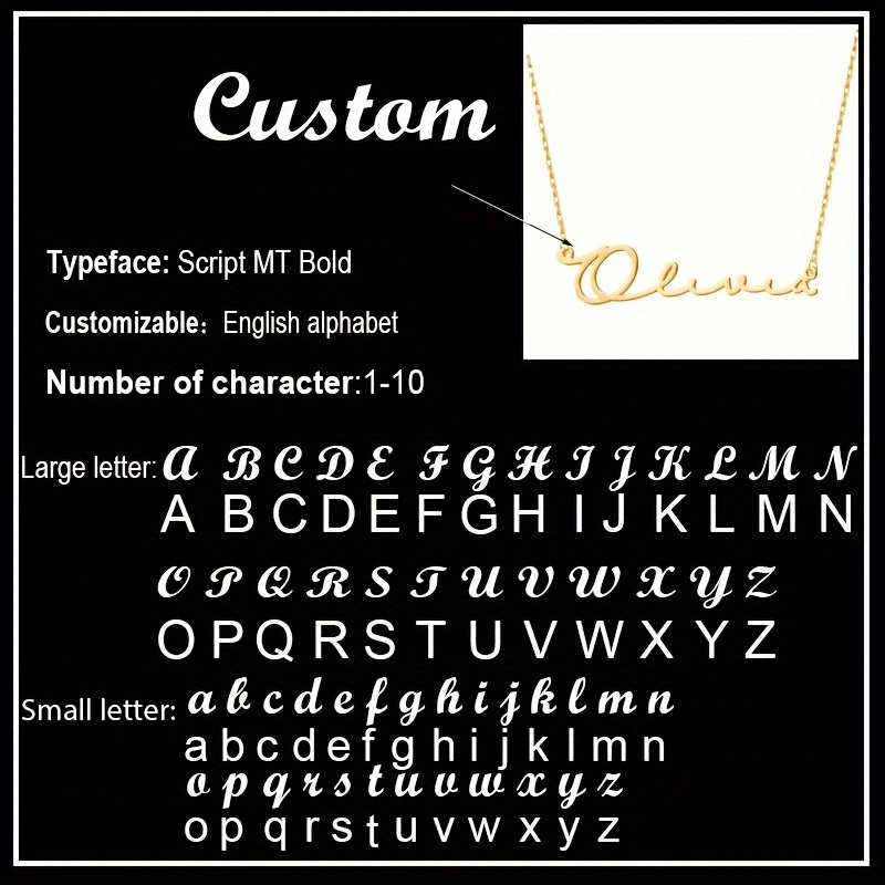 TEMU Custom Name Necklace Stainless Steel Personalized Golden Name Pendant Diy Fashionable Collar Chain For Her Birthday Gift Mother's Day Gifts