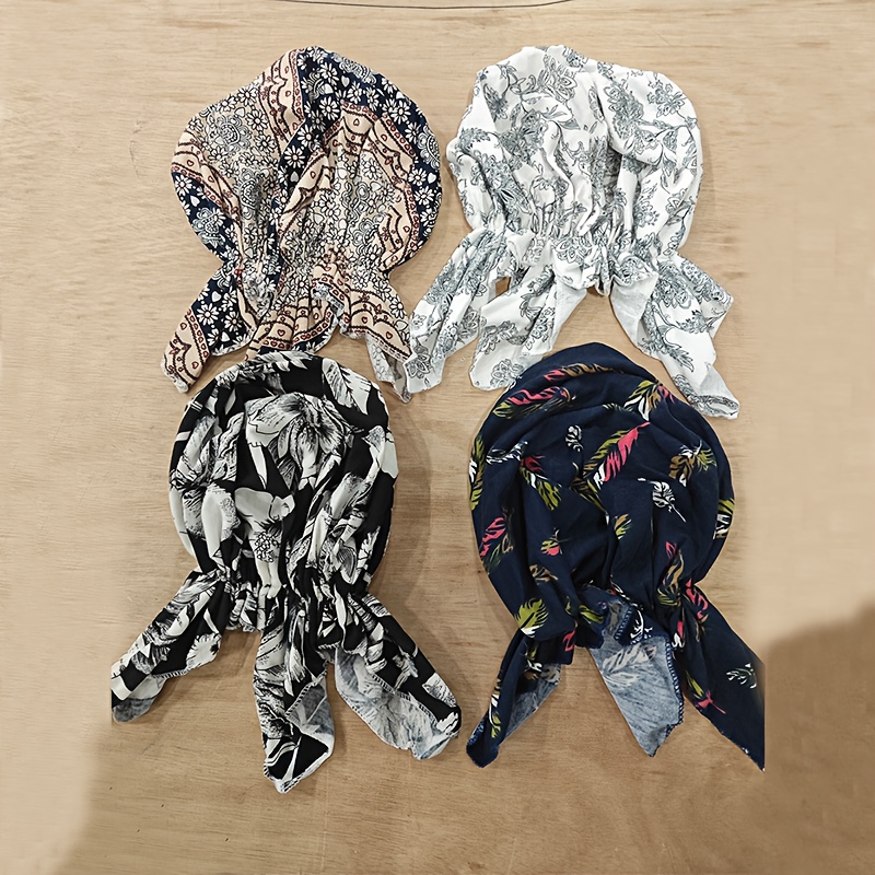 4pcs mixed color womens breathable beanie hats pre tied - Temu display picture 1