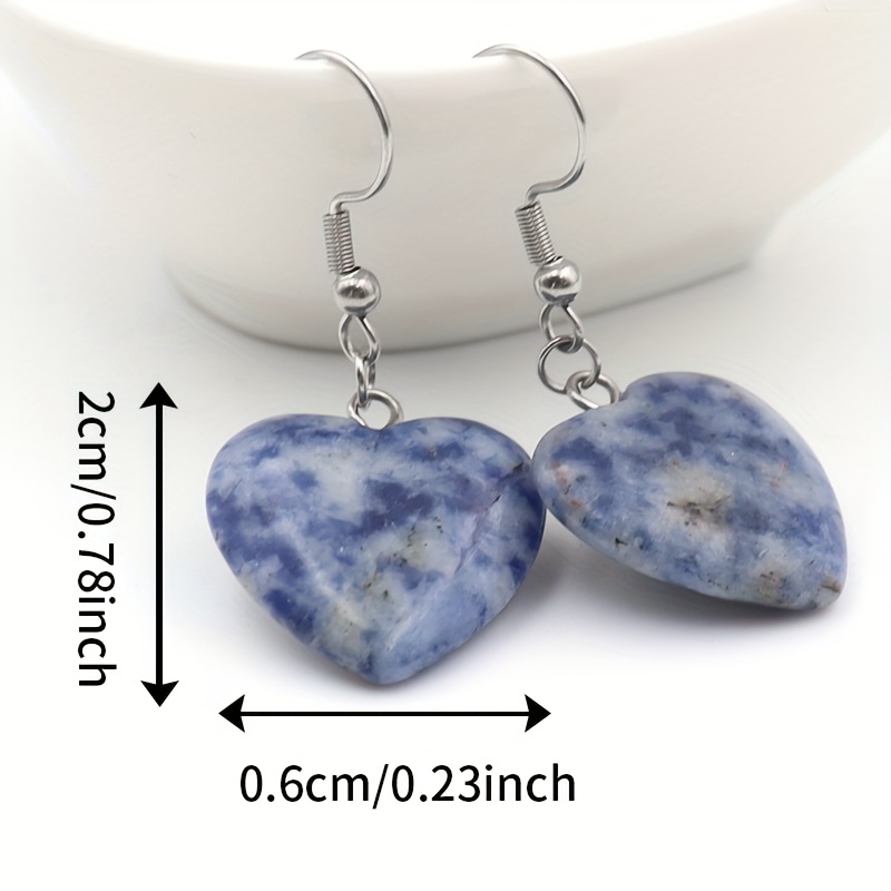 Bohemian Peach Heart Pendant Earrings, Natural Quartz Gift