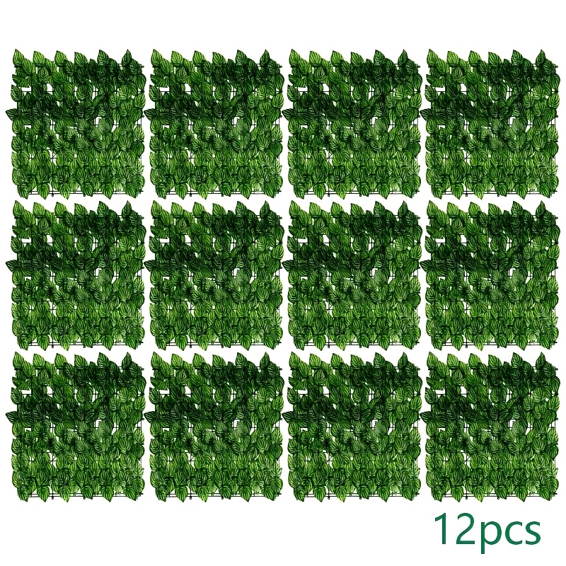 Image of 【2.5d】 [2.5d] 12pcs Artificial Ivy Fence Screen, 50x50cm Leaf Fence, Ivy Screen, Screen Fence, Vine Leaves, Ivy Leaves, Suitable For Outdoor Terrace