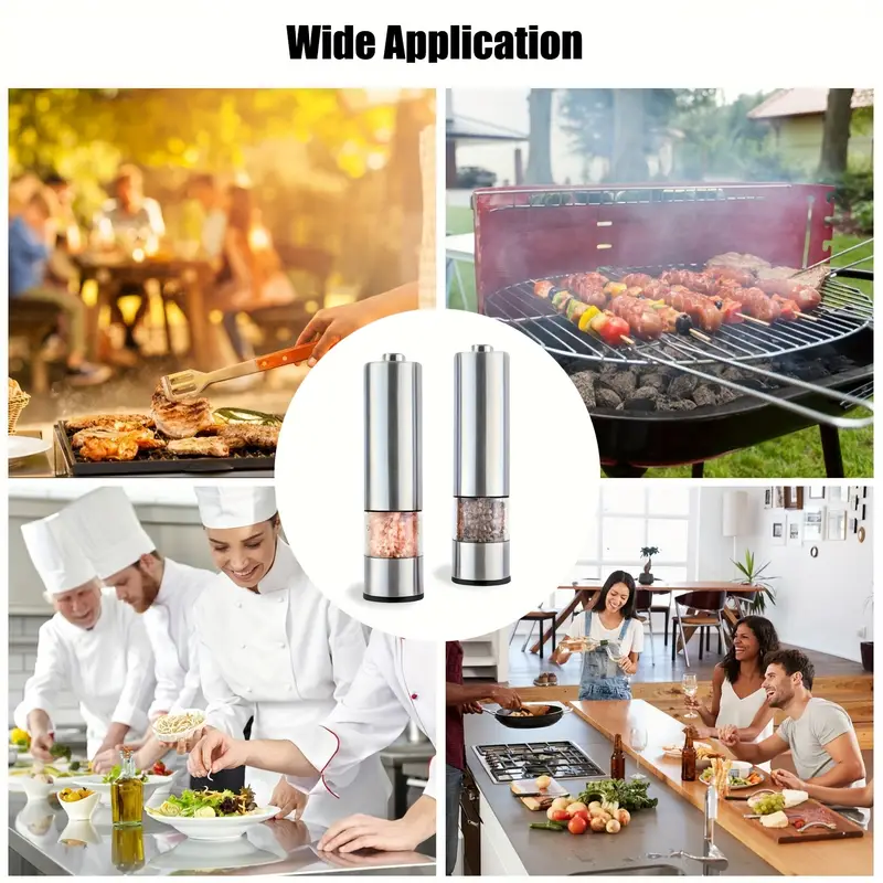 electric pepper and salt grinder set adjustable coarseness with led hand automatic operation stainless steel 2pcs Product details 8