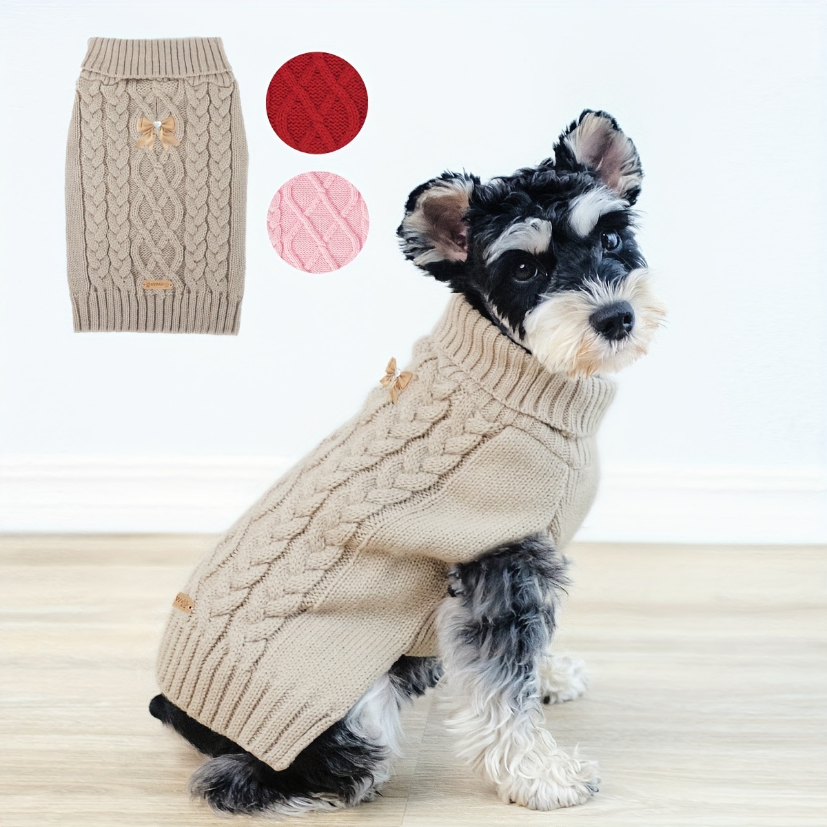 turtleneck dog sweater leash hole acrylic knit pullover pet Temu