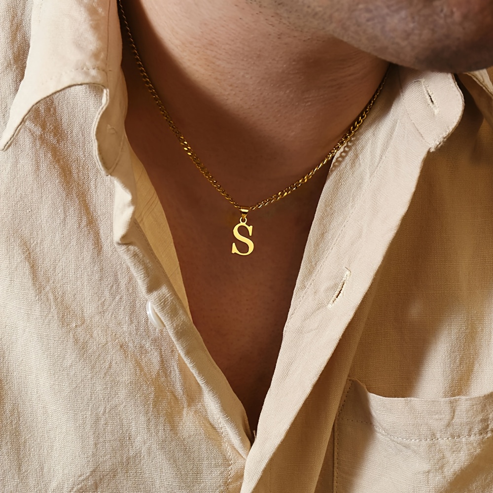 Personalized Men's Minimalist Initial Necklace, 18K Gold Plated