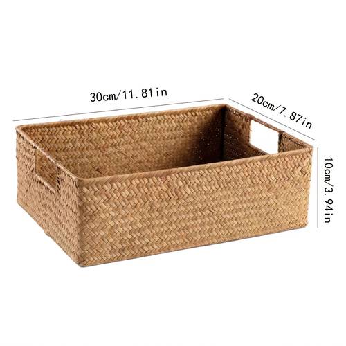 1pc of rattan storage basket a sturdy rectangular wicker basket suitable for the bathroom bedroom living room home decoration versatile storage and shelf baskets