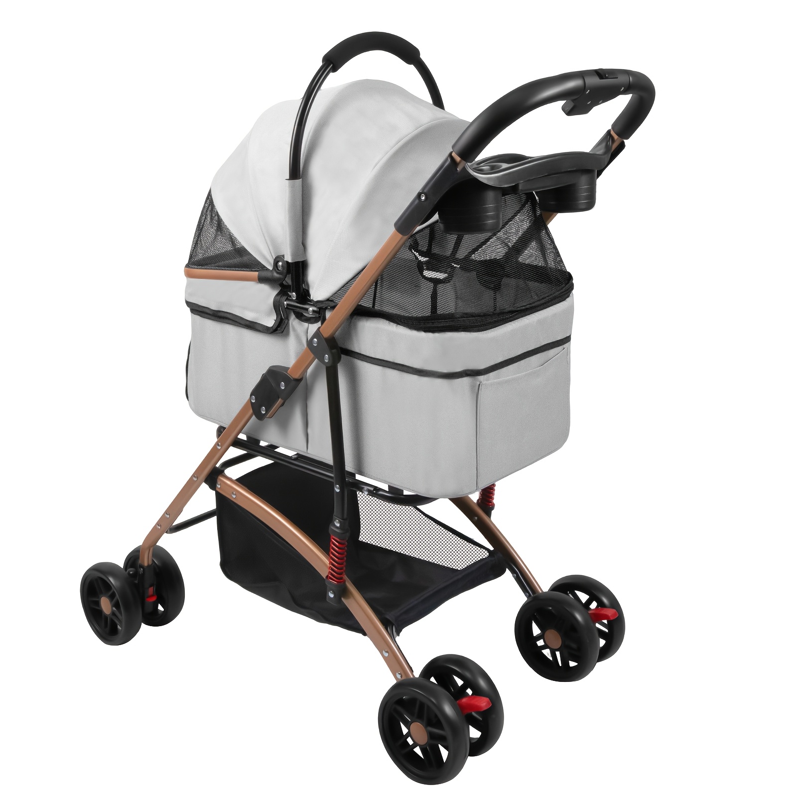 2in 1 Pet Stroller, 4 Wheels Multifunction Jogger Stroller Mit Detachable Carrier, Best Lightweight Foldable Compact Jogger Travel All Terrain System, Breathable Mesh, Up To 25kg, Grey