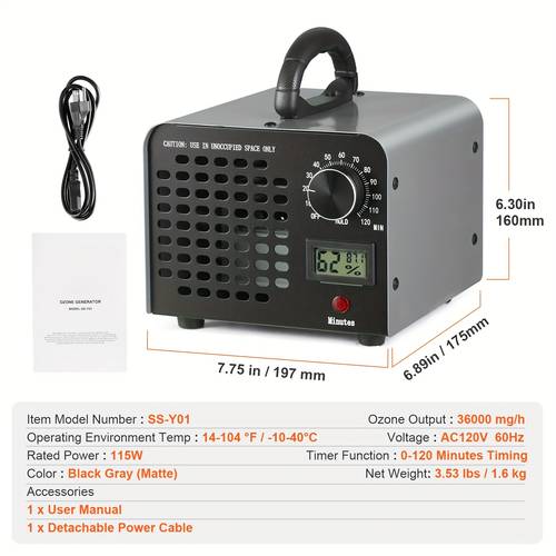 40 000mg h ozone generator commercial ozone machine odor removal high capacity o3 ionizer deodorizer for home bedroom smoke pet and paint odor removal timer function