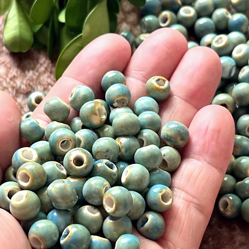 Image of Set Of 100 Vintage 8mm Ceramic Beads Large Hole Beads For Making Ideal For Diy Necklaces Bracelets, Earrings Rings Handmade Jewelry Accessories Jewelry Crafting Materials