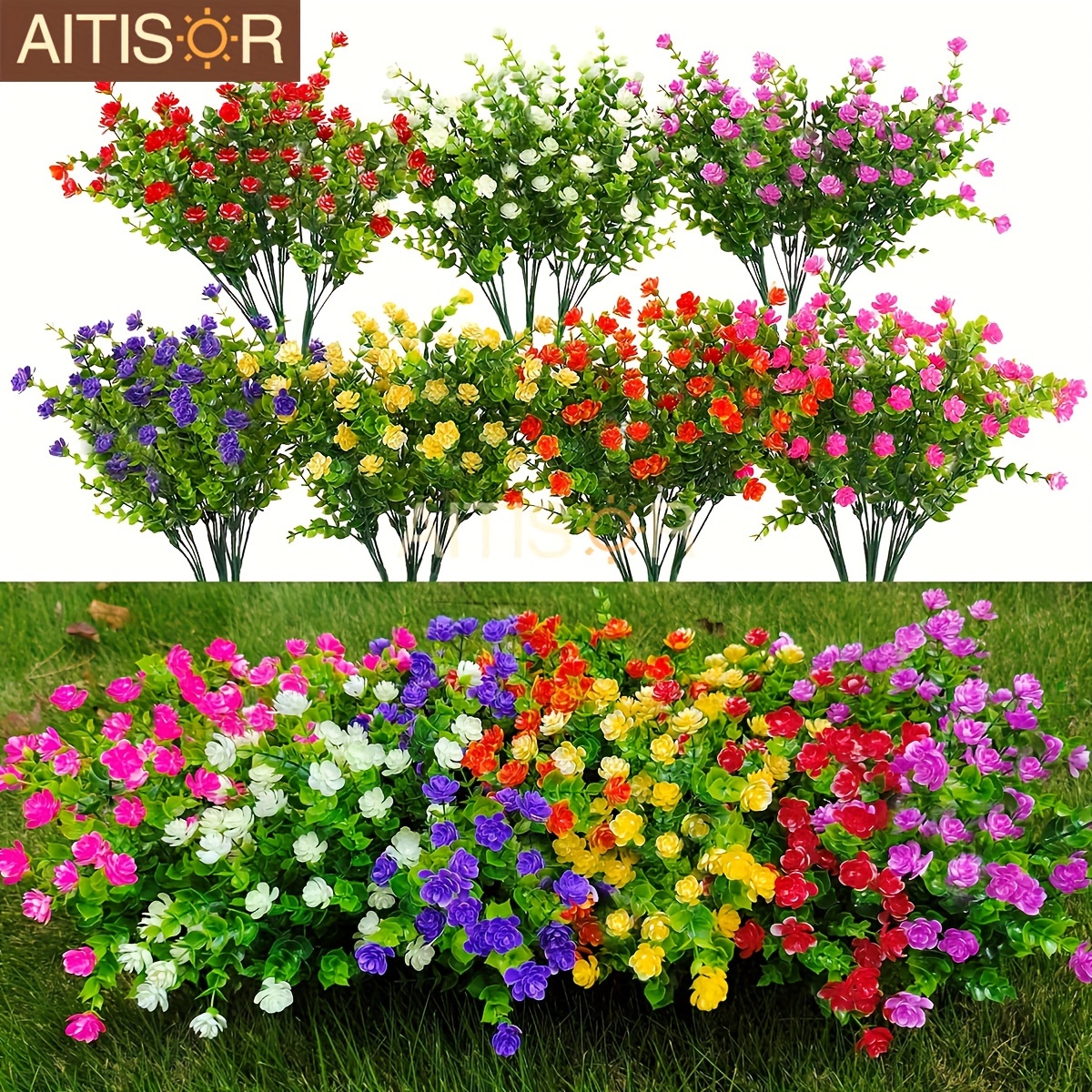 

14pcs Artificial Flowers, Fake Outdoor Uv Resistant Plants, Premium Oxidation Resistance Artificial Flower, Indoor Outside Hanging Planter, Home Kitchen Office Wedding Garden Decor, Day