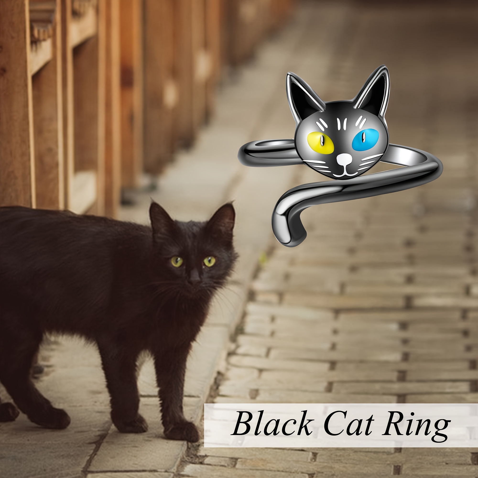 Sterling Silver Cat Open Ring Cat Jewellery For Women