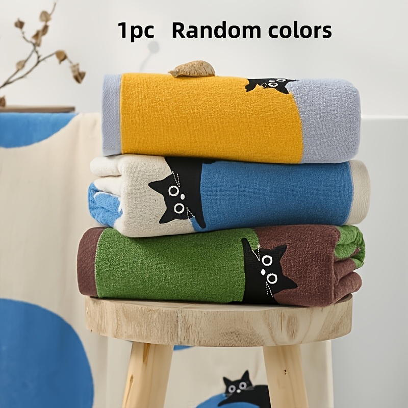 TEMU 【】 かわいい猫柄 プリント ピュア フェイシャルタオル | ソフト、高吸水性タオル、糸くずにくい | 低刺激で肌に優しい、毎日の洗顔やメイク落としに最適、ハンドタオル