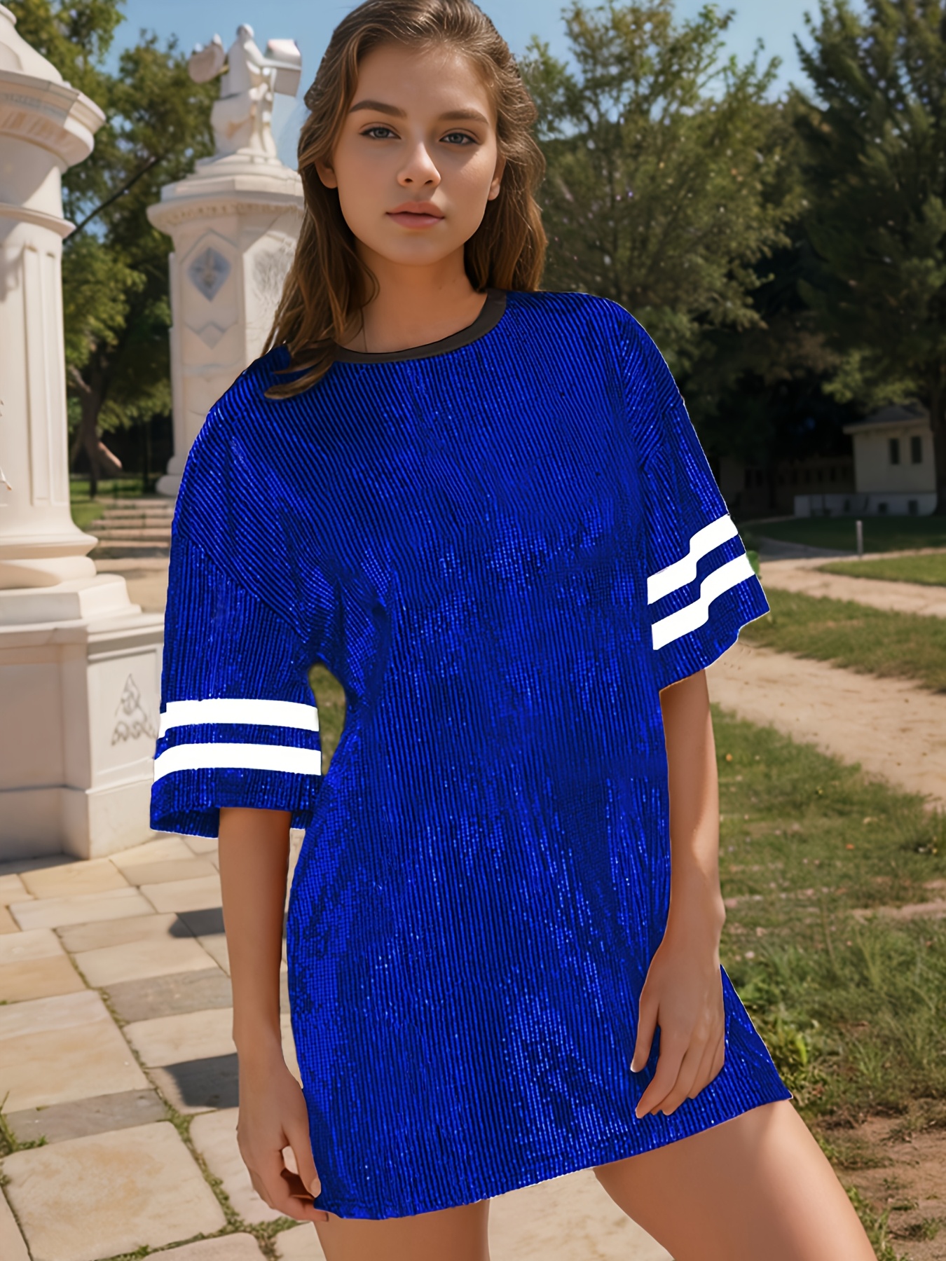 sachin and babi light blue dress women sequin t shirt dress football jersey