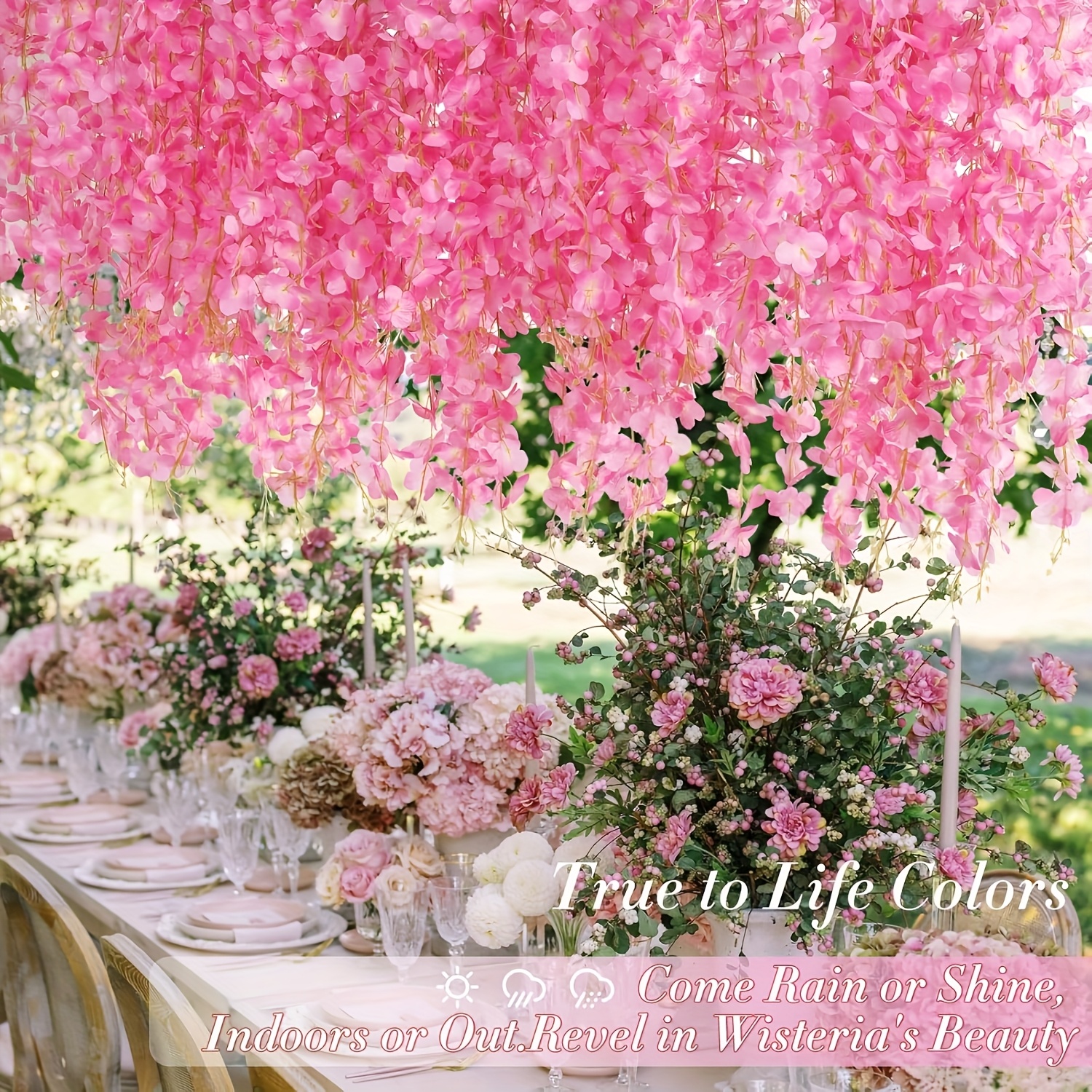 24 Pack Dark Pink Wisteria Hanging Flowers - 3.6 Ft Artificial Wisteria  Vines * Pink Wisteria Garland For Wedding Backdrops, Party Decor, And Home  Decorations