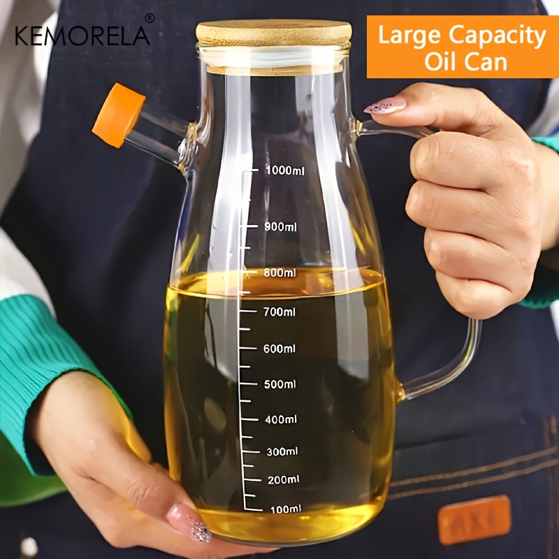 

Kemorela Glass Olive Oil Dispenser, 1pc Leak-proof Condiment Bottle With Measurements, Pvc-free, Machine Washable, Rectangle Shaped Oil & Vinegar For Kitchen, Bbq, Picnic - Patterned Design