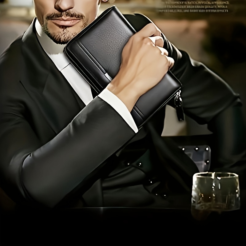 Men's Business Long Wallet with Large Clutch Bag Design