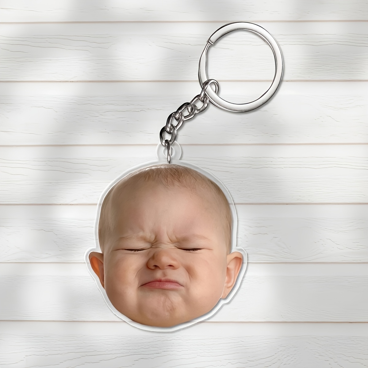 TEMU 1pc Cute Custom Photo Character Head Fashionable Fun Textured Personalized Acrylic Keychain Bag Charm Phone Case Pendant Small Gift